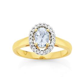 9ct+Gold+Aquamarine+%26amp%3B+Diamond+Ring