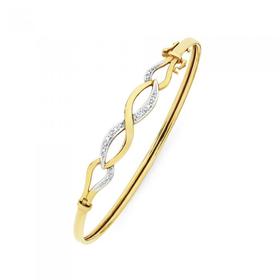 9ct-Gold-Diamond-Bangle on sale