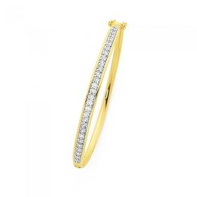 9ct+Gold+Diamond+Miracle+Set+Hinge+Bangle