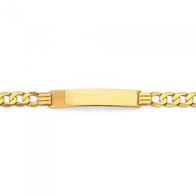 9ct-Gold-21cm-Bevelled-Curb-ID-Mens-Bracelet on sale