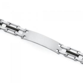 Steel-Black-Plate-Middle-Link-ID-Bracelet on sale