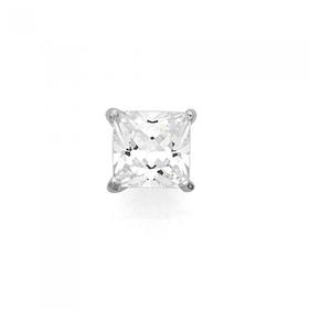 Silver-5mm-Square-Single-Cubic-Zirconia-Stud on sale
