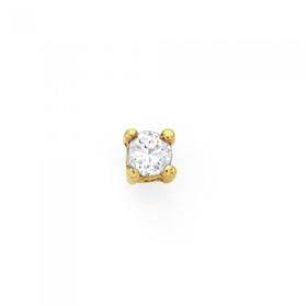 9ct+Gold+Guys+Single+0.05ct+Total+Diamond+Weight+Stud+Earring