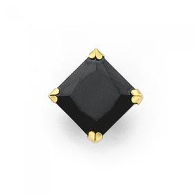 9ct+Gold+Black+Gents+CZ+Single+Stud+Earring