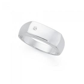 Silver-Cubic-Zirconia-On-Rectangle-Signet-Gents on sale