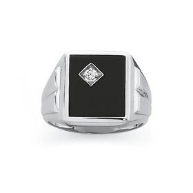 Silver-Onyx-CZ-Gents-Ring on sale