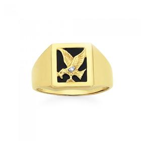 9ct-Gold-Onyx-Diamond-Eagle-Ring on sale