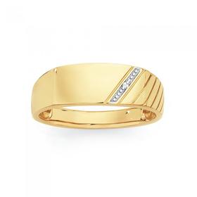 9ct-Gold-Diamond-Set-Gents-Ring on sale
