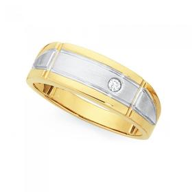 9ct-Two-Tone-Diamond-Set-Gents-Ring on sale