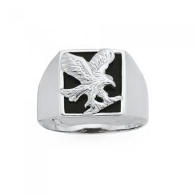 Silver+Onyx+Eagle+Guys+Ring