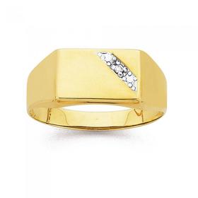 9ct-Gold-Diamond-Set-Signet-Gents-Ring on sale