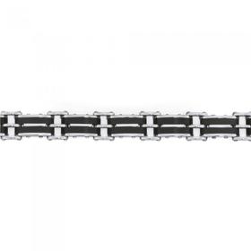 Steel+22cm+Black+%26amp%3B+Steel+Two+Bar+Bracelet