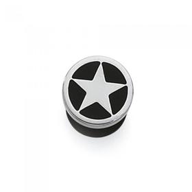 Stainless+Steel+%26amp%3B+Black+Round+Star+Single+Stud