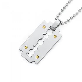 Steel-Gold-Plate-Razor-Pendant on sale