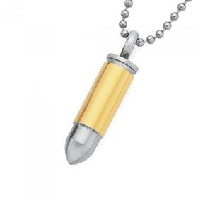 Stainless-Steel-Gold-Plate-Bullet-Pendant on sale