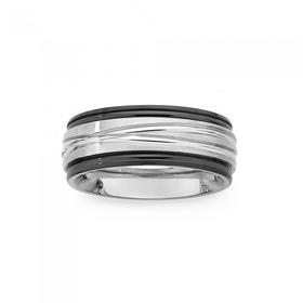 Steel-Black-Edge-Crossover-Line-Ring on sale