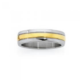 Steel-Gold-Plate-Lined-Gents-Ring on sale