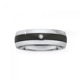 Steel-Black-Cubic-Zirconia-Guys-Ring on sale