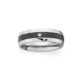 Steel-Black-CZ-Gents-Ring on sale