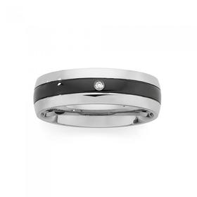 Steel-Black-Cubic-Zirconia-Gents-Ring on sale