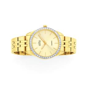 Elite+Ladies+Gold+Tone+Watch