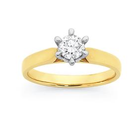 9ct-Two-Tone-Diamond-Solitaire-Engagement-Ring on sale