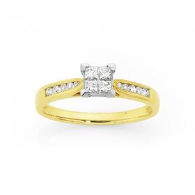 9ct+Gold+Diamond+Ring