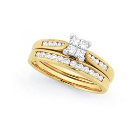 9ct-Two-Tone-Diamond-Bridal-Ring-Set on sale
