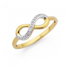 9ct+Gold+Diamond+Infinity+Ring