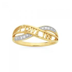 9ct+Gold+Diamond+%27I+Love+You%27+Ring