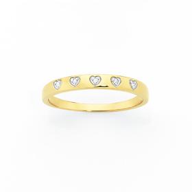 9ct-Gold-Diamond-5-Heart-Ring on sale