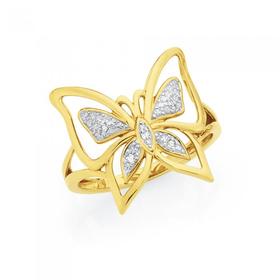 9ct-Gold-Diamond-Butterfly-Ring on sale