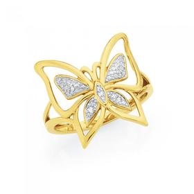 9ct-Gold-Diamond-Butterfly-Ring on sale