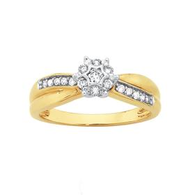 9ct+Two+Tone+Diamond+Engagement+Ring