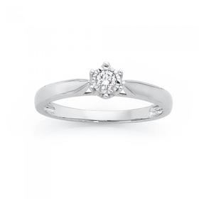 9ct+White+Gold+Diamond+Solitaire+Ring