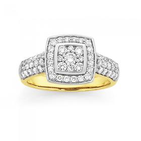 9ct+Gold+Diamond+Engagement+Ring