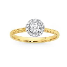 9ct-Two-Tone-Diamond-Halo-Ring on sale