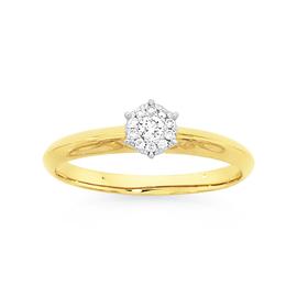 9ct-Gold-Diamond-Cluster-Ring on sale