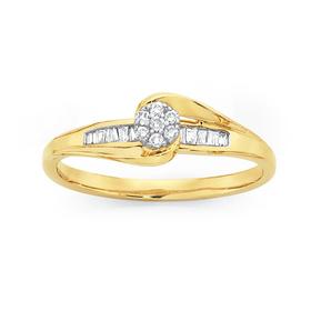 9ct+Gold+Diamond+Cluster+Ring