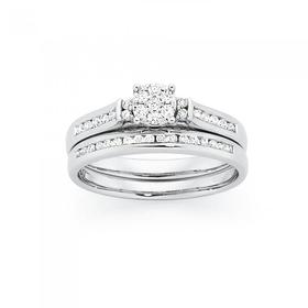 9ct-White-Gold-Diamond-Bridal-Set on sale