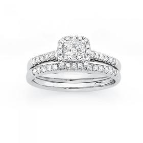 9ct-White-Gold-Diamond-Bridal-Set on sale