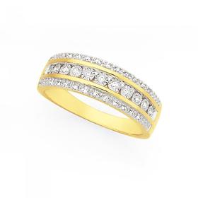 9ct+Gold+Diamond+Dress+Ring