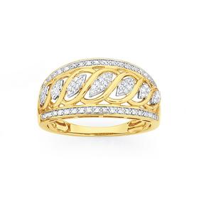 9ct+Gold+Diamond+Dress+Ring