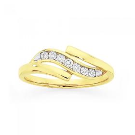 9ct+Gold+Diamond+Wavy+Ring