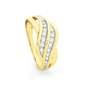 9ct+Gold+Diamond+Swirl+Ring