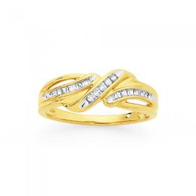 9ct+Gold+Diamond+Twist+Ring