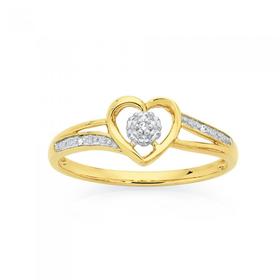 9ct+Gold+Diamond+Heart+Ring