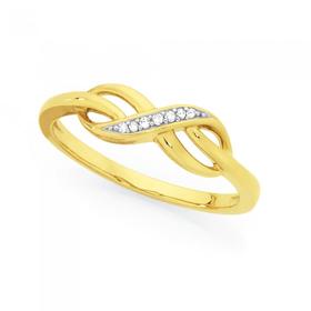 9ct+Gold+Diamond+Infinity+Ring