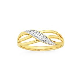 9ct-Gold-Pave-Diamond-Crossover-Dress-Ring on sale