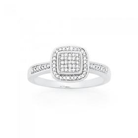 9ct-White-Gold-Diamond-Cushion-Frame-Ring on sale